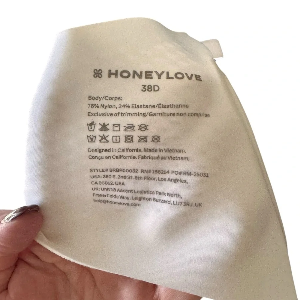 Honeylove - Crossover Bra White Wireless Smooth Support Sz 38 D
